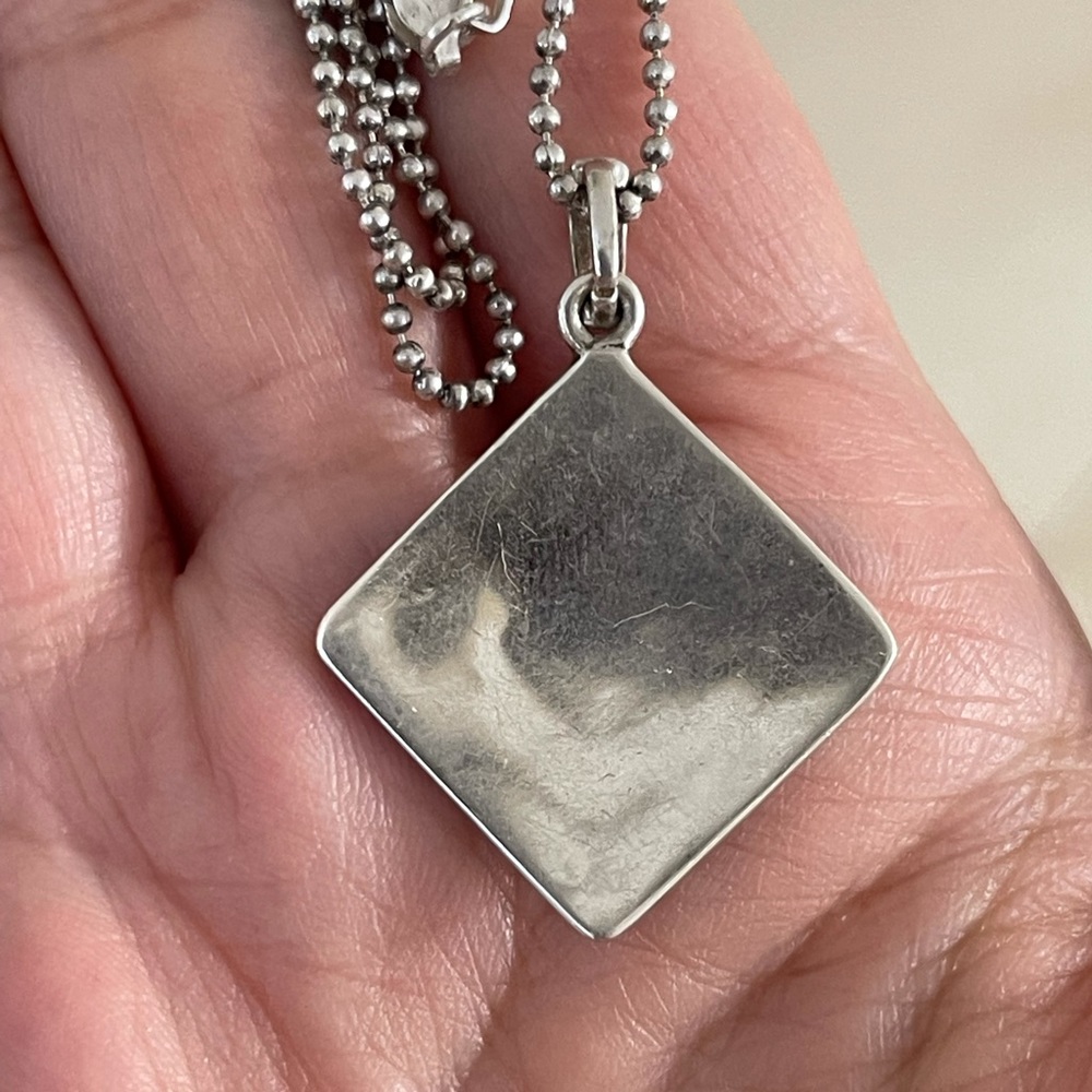 Solid Sterling Silver Inlaid Abalone Shell Pendan… - image 5